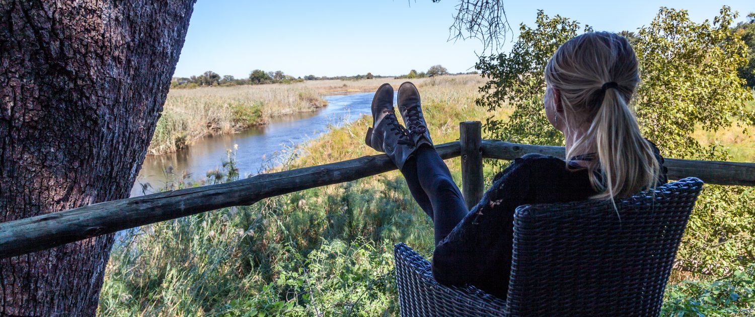 <p>The tents overlook the Kwando River as<br /> well as the expansive floodplains between the Island and the famous Horseshoe Bend.</p>